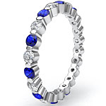 1.4 Ct. Round Sapphire  Diamond Eternity Wedding Ring in 14k White Gold