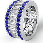 5.4CT Baguette Round Sapphire Diamond Eternity Band 14k Gold Wedding Ring