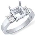 0.50 Ct Emerald Diamond 3 STone Engagement Ring W Gold
