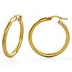 14k Yellow Gold Tube Round Classic Women's Hoop Earrings