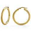 14k Yellow Gold High Polished Round Tube Hoop Earrings