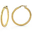14k Yellow Gold Round Flat Tube Hoop Earrings for Women