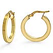 14k Yellow Gold Flat Tube Round Women's Hoops Earring