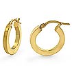 14k Yellow Gold Flat Tube Round Ladies' Hoop Earrings