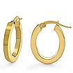 14k Yellow Gold Flat Oval Tube Women's Hoop Earrings