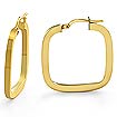 14K Yellow Gold Flat Tube Square Hoop Women's Earrings