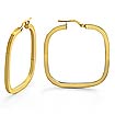 14K Yellow Gold Flat Tube Square Hoop Women's Earrings