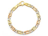 14k Tri Color Gold Men Fancy Link Bracelet (7mm,8.25