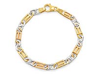 14k Tri Color Gold Men Fancy Link Bracelet (6mm,8.25