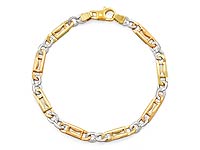 14k Tri Color Gold Men Fancy Link Bracelet (6mm,8.25
