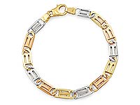 14k Tri Color Gold Men Fancy Link Bracelet (7mm,8.25