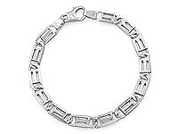 14k White Gold Men Fancy Link Bracelet (6mm,8.25