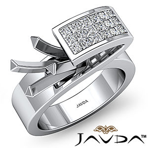 1/2 CT Princess Semi Mount Diamond Engagement Ring WG