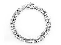 14k White Gold Men Fancy Link Bracelet (7.5mm,8.25