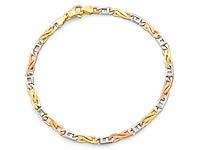 14k Tri Color Gold Men's Handmade Link Bracelet (5.5mm,8.25