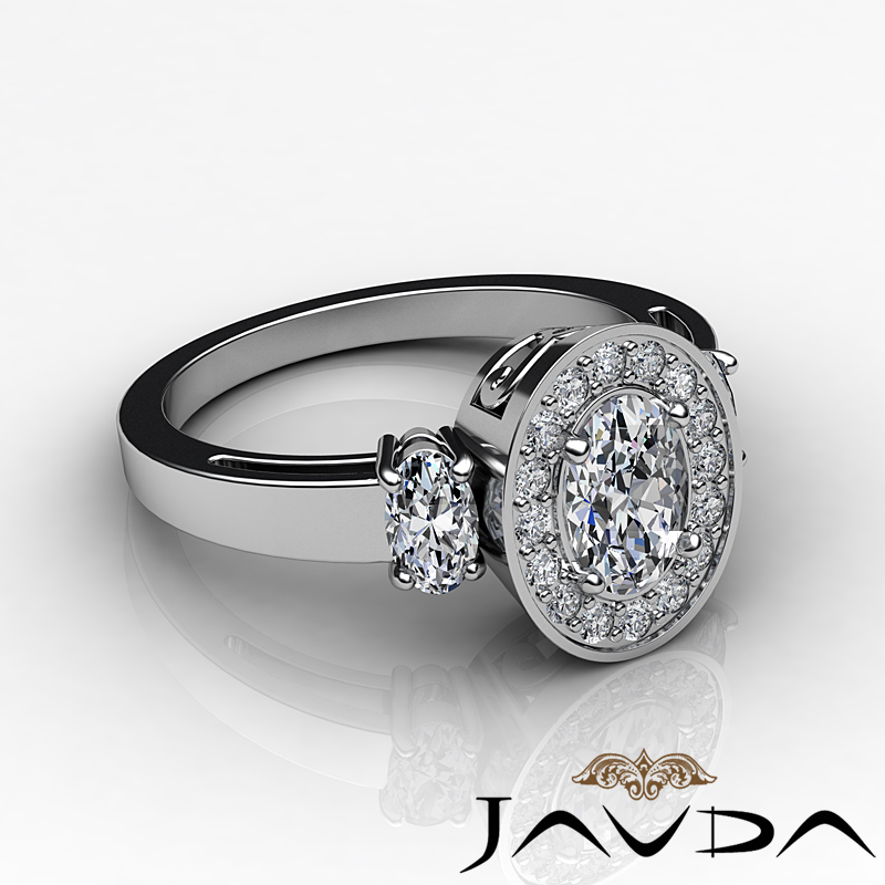 Sturdy Oval Cut Three 3 Stone Diamond Engagement Ring GIA G VS2