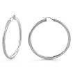 14k White Gold Tube Round Classic Women's Hoop Earrings