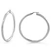 14k White Gold High Polished Round Tube Hoop Earrings