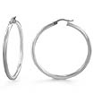 14k White Gold Round Tube Chic Women's Hoop Earrings