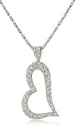 0.36 Ct Round Diamond Fancy Heart Diamond Pendant 14k WG