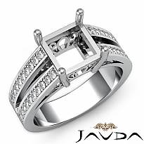 0.75C Princess Diamond Split Shank Semi Mount Engagement Ring 14k W Gold Setting
