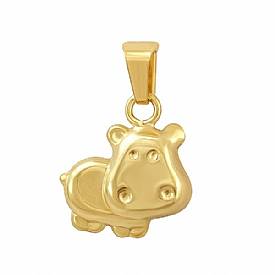 1.5g 14K Yellow Gold Italian Hippopotamus Charm