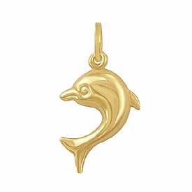 1.3g 14K Yellow Gold Italian Dolphin Charm