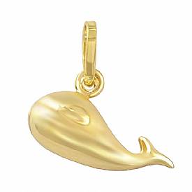 1g 14K Yellow Gold Italian Whale Fish Charm