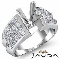 1.72Ct Princess Diamond Women Engagement Ring Invisible 14k White Gold Semi Mount