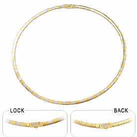 14k Two Tone Gold Brick Omega Chain (4mm,18",22.50g)