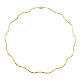 14k Two Tone Gold Wavy Omega Chain (2mm,18",7.43g)