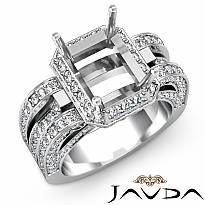1.7C Diamond Engagement Ring 14k White Gold Radiant Semi Mount Halo Pave Setting