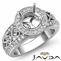 0.75 CT Diamond Engagement Ring Halo Setting 14k White Gold Round Cut Semi Mount
