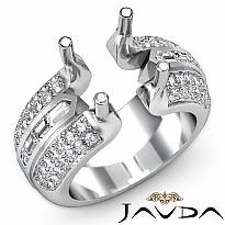 1.15Ct Round Baguette Diamond Engagement Setting Ring 14k White Gold Semi Mount