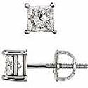 0.35Ct Princess Cut Diamond Stud Earrings 14k White Gold