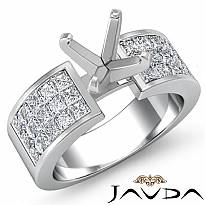 1.29Ct Princess Diamond Invisible Setting Engagement Women's Ring 14k White Gold