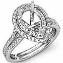 1.55 CT Antique Pear Diamond Mount Engagement Ring 14k W Gold