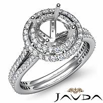1.55Ct Round Shape Diamond Engagement Ring SemiMount Halo Setting 14k White Gold