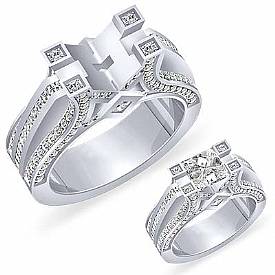 2.25CT Round Diamond Engagement Ring Princess Setting W Gold