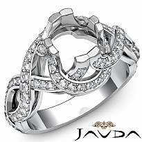 Diamond Antique Engagement Halo Setting Ring Round Semi Mount 14K White Gold 1Ct