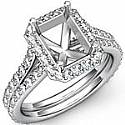 1.20Ct Pave Diamond Radiant Engagement Ring Semi Mount 14k Gold White