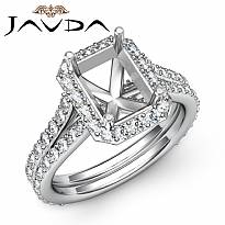 1.2C Diamond Radiant Semi Mount Engagement Ring Halo Pave Setting 14k White Gold