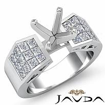 0.84Ct Princess Diamond Engagement Women Ring Invisible Semi Mount 14k White Gold