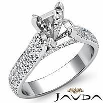 Halo Pave Setting Diamond Engagement Round Semi Mount Ring 14K White Gold 1.45Ct