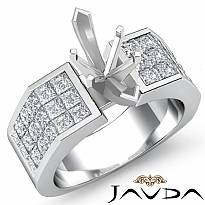 1.54Ct Princess Invisible Diamond Engagement Women Ring 14k White Gold SemiMount