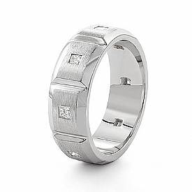 1/2 Ct Princess Cut Men Diamond Wedding Eternity Band 14k W Gold
