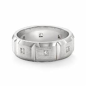 1/2 Ct Princess Cut Men Diamond Wedding Eternity Band 14k W Gold