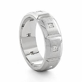 1/2 Ct Princess Cut Men Diamond Wedding Eternity Band 14k W Gold