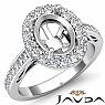 1.3Ct Halo Pave Setting Diamond Engagement Oval Semi Mount Ring 14K White Gold