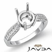0.4Ct Round Diamond Engagement Ring Cathedral Pave Set 14k White Gold Semi Mount